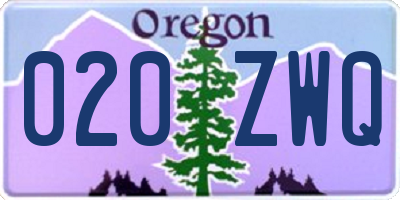 OR license plate 020ZWQ