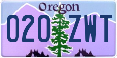 OR license plate 020ZWT