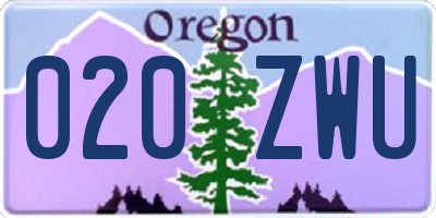 OR license plate 020ZWU