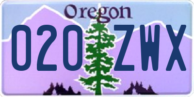 OR license plate 020ZWX