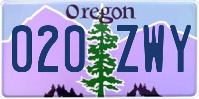 OR license plate 020ZWY