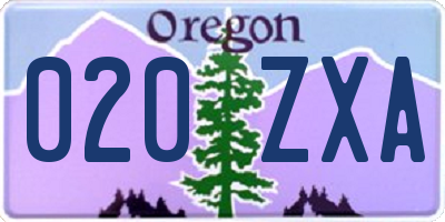 OR license plate 020ZXA