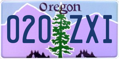 OR license plate 020ZXI