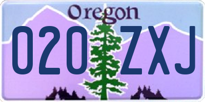 OR license plate 020ZXJ