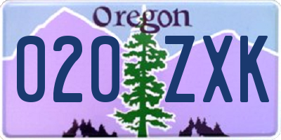 OR license plate 020ZXK