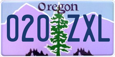 OR license plate 020ZXL
