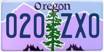 OR license plate 020ZXO
