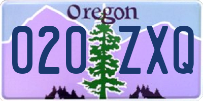 OR license plate 020ZXQ