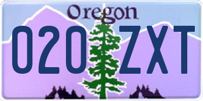 OR license plate 020ZXT