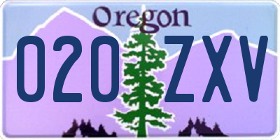 OR license plate 020ZXV