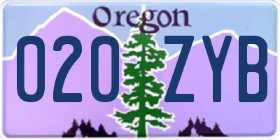 OR license plate 020ZYB