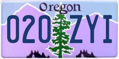 OR license plate 020ZYI