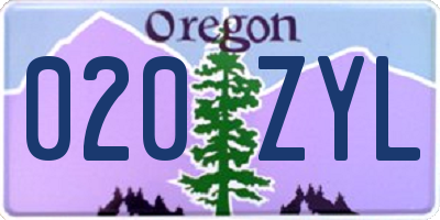 OR license plate 020ZYL