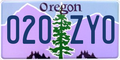 OR license plate 020ZYO