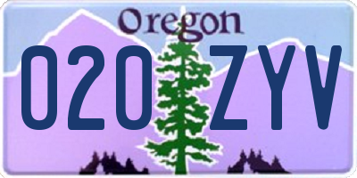 OR license plate 020ZYV