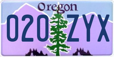 OR license plate 020ZYX