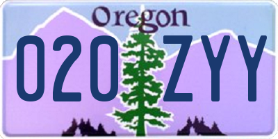 OR license plate 020ZYY