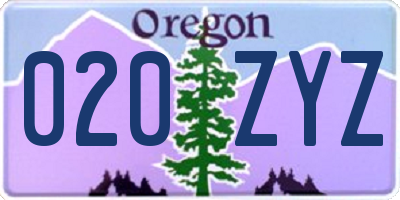 OR license plate 020ZYZ