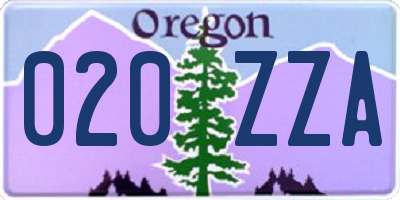 OR license plate 020ZZA