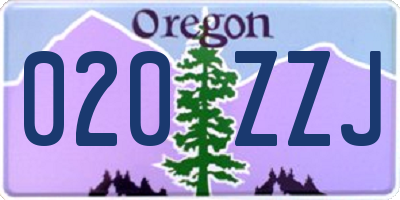 OR license plate 020ZZJ
