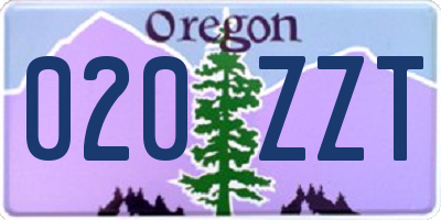 OR license plate 020ZZT