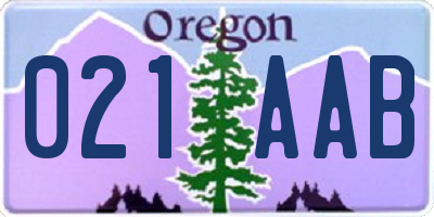 OR license plate 021AAB