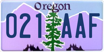 OR license plate 021AAF