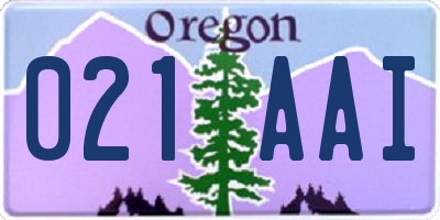 OR license plate 021AAI