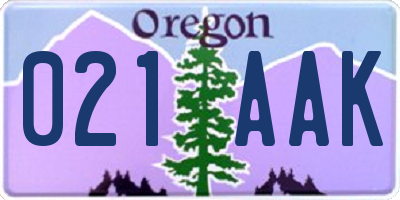 OR license plate 021AAK