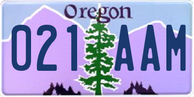 OR license plate 021AAM