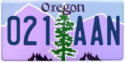 OR license plate 021AAN