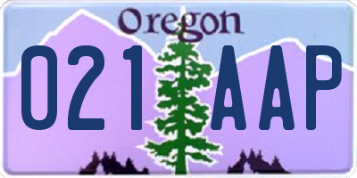 OR license plate 021AAP