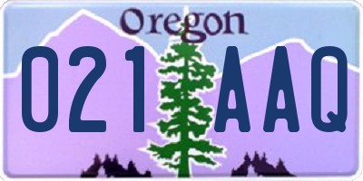 OR license plate 021AAQ