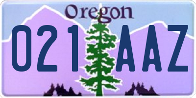 OR license plate 021AAZ