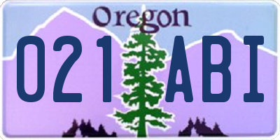 OR license plate 021ABI