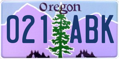 OR license plate 021ABK