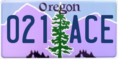 OR license plate 021ACE