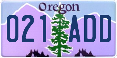 OR license plate 021ADD
