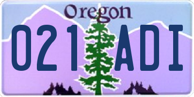 OR license plate 021ADI