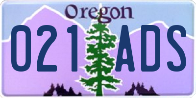 OR license plate 021ADS