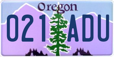 OR license plate 021ADU