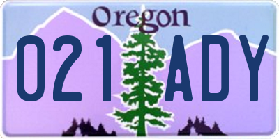 OR license plate 021ADY