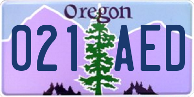 OR license plate 021AED