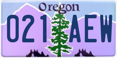 OR license plate 021AEW