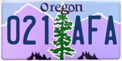 OR license plate 021AFA