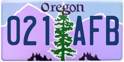 OR license plate 021AFB