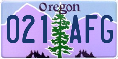 OR license plate 021AFG