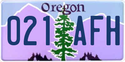 OR license plate 021AFH