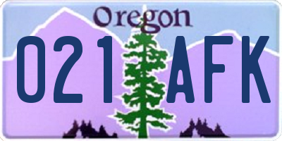 OR license plate 021AFK