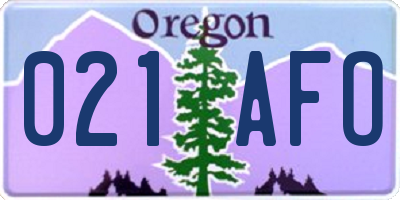 OR license plate 021AFO